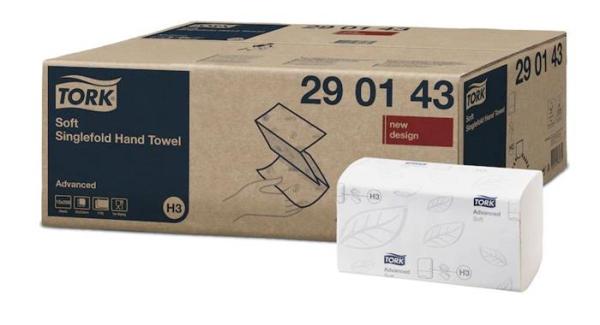 Papierové utierky, Z ohyb, 2-vrstvové, 250 listov, H3 systém, Advanced, TORK "Singlefold", 1