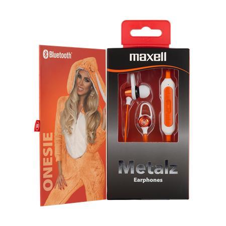 Slúchadlá, bezdrôtové, Bluetooth 5.1, s mikrofónom, MAXELL "Metalz Onesie", oranžová 1