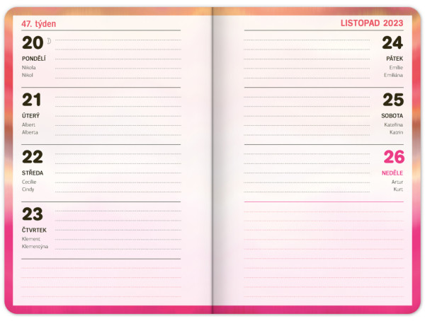 Školský diár Ružové pruhy (september 2023 – december 2024), 9,8 × 14,5 cm 7