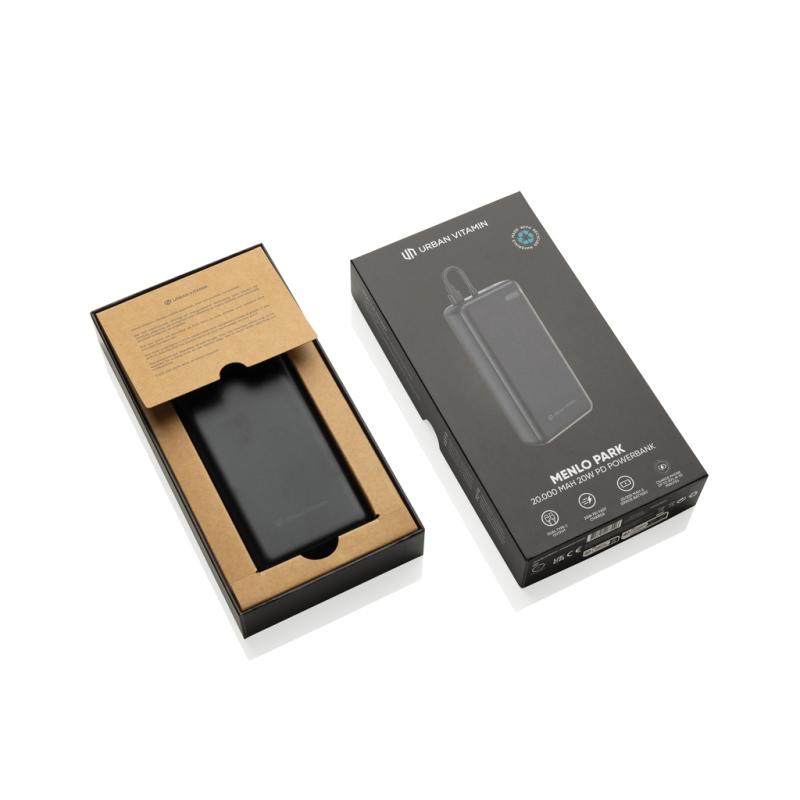 Urban Vitamin Menlo Park RCS recykl. 20.000 20W PD powerbank čierna 9