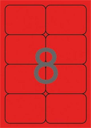 Etikety, 99,1x67,7 mm, farebné, zaoblené rohy, APLI, neónové červené, 160 etikiet/bal 1