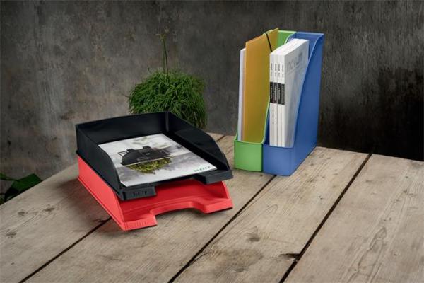 Odkladač, plastový, A4, LEITZ "Recycle", červená 5