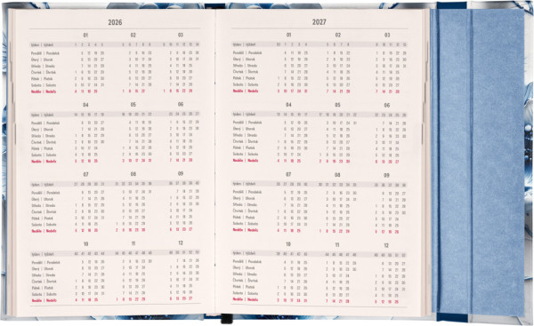 NOTIQUE Týždenný magnetický diár Porcelánový kvet 2026, 11 x 16 cm 2