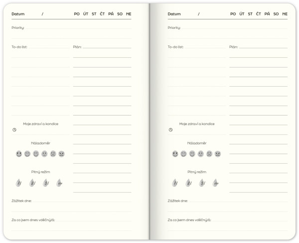 Nedatovaný plánovač Note to self, 5 mínut denne, 13 × 21 cm 1