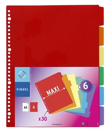 Rozraďovač, plastový, A4 Maxi, 6 x uško, VIQUEL 2