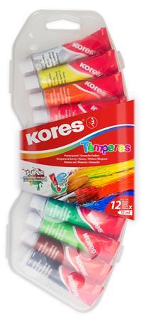 Sada temperových farieb, 12 ml, KORES, 12 rôznych farieb