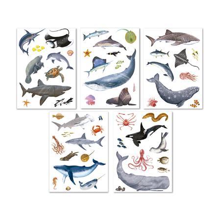 Nálepky, znova použiteľné, 50 ks, APLI Kids "Stickers", morské živočíchy 3