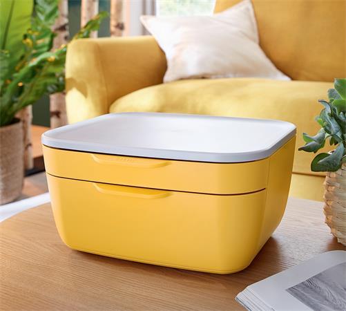 Zásuvkový box, plastový, 2 zásuvky, LEITZ "Cosy", teplá žltá 3