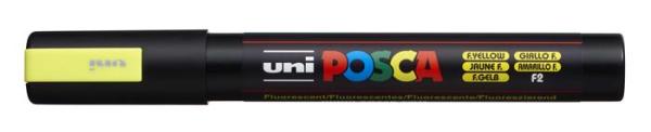 Dekoračný popisovač, 1,8-2,5 mm, UNI "Posca PC-5M", fluo žltý 1
