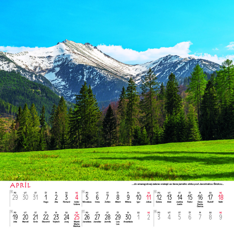 Nástenný kalendár Tatry štvorec 2027 5