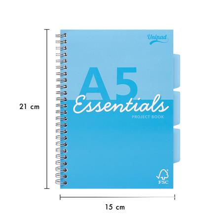 Špirálový zošit, A5, linajkový, 100 listov, PUKKA PAD "Unipad Essentials Project Book", mi 3