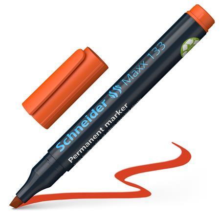 Permanentný popisovač, 1-4 mm, zrezaný hrot, SCHNEIDER "Maxx 133", oranžový 3