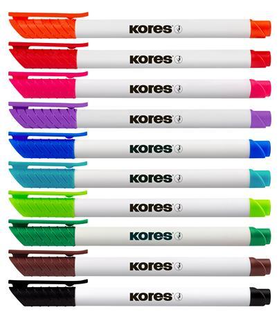 Popisovač na biele a flipchartové tabule, sada, 1-3 mm, kužeľový hrot, KORES "K-Marker", 1 3