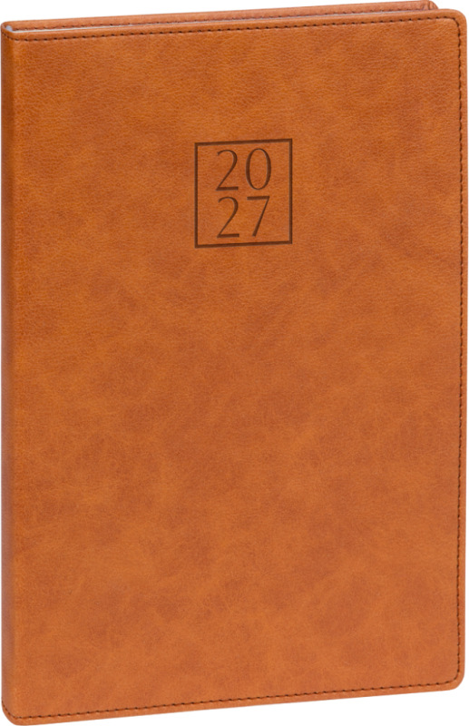 NOTIQUE Týždenný diár Prestigio 2027, hnedý, 15 x 21 cm