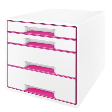Zásuvkový box na dokumenty, plastový, 4 zásuvky, LEITZ "Wow Cube", biely/ružový 1