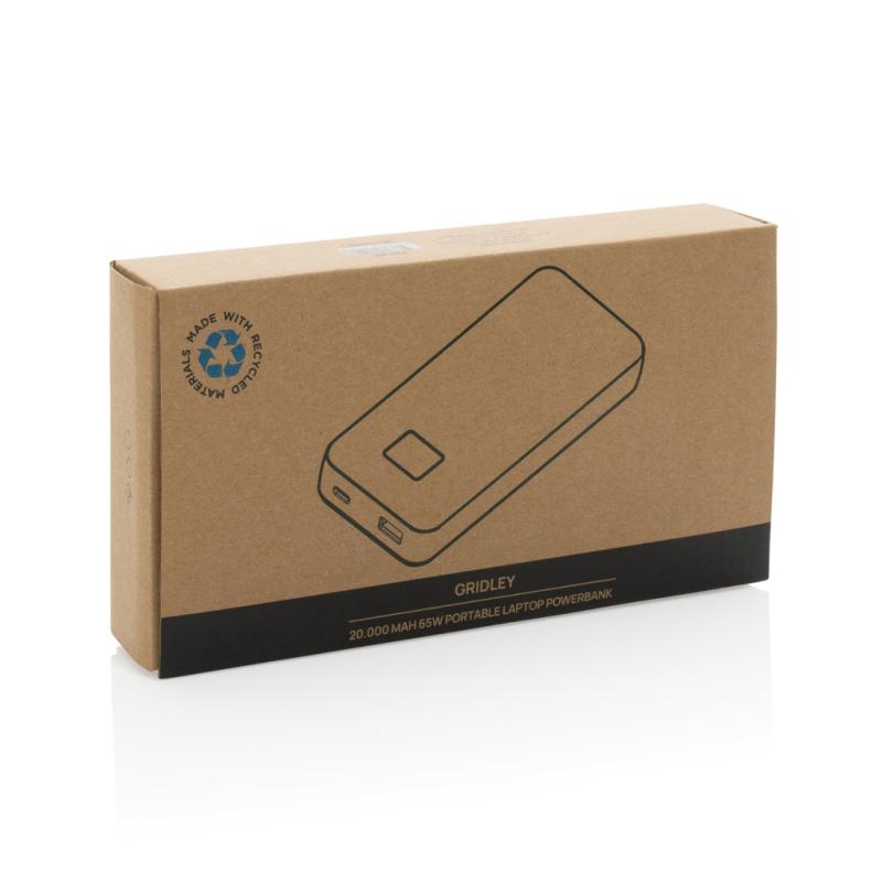 Powerbanka na notebook 20000mAh 65W Gridley z RCS plastu čierna 10