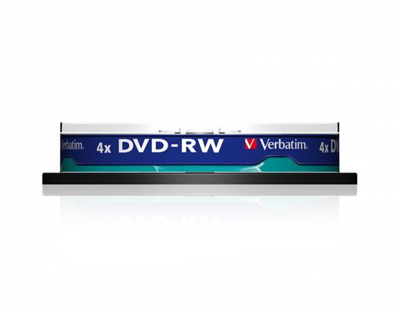 DVD-RW disk, prepisovateľný 4,7GB, 4x, 10 ks, cake box, VERBATIM 2