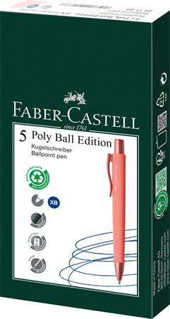Guľôčkové pero, 0,7 mm, stláčací mechanizmus, koralové telo pera, FABER-CASTELL "Poly Ball 3
