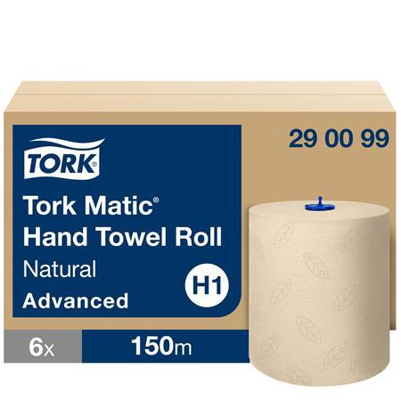 Papierové utierky, v kotúči, 2-vrstvové, H1 systém, Advanced, TORK "Matic", prírodná 2