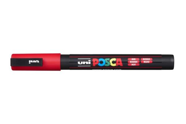 Dekoračný popisovač, 0,9-1,3 mm, UNI "Posca PC-3M", červená 1