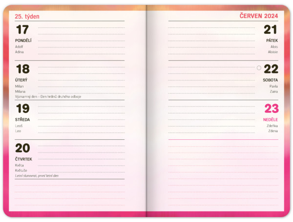 Školský diár Ružové pruhy (september 2023 – december 2024), 9,8 × 14,5 cm 1