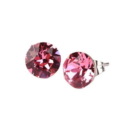 Náušnice s ružovým SWAROVSKI® krištáľom, 8 mm, ART CRYSTELLA® 1