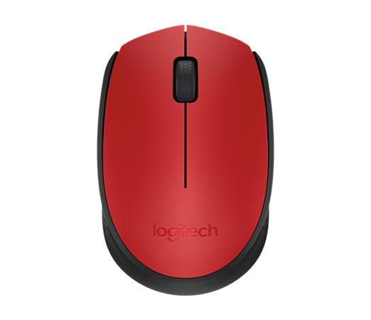 Myš, bezdrôtová, optická, stredná veľkosť, USB, LOGITECH "M171", červená 1