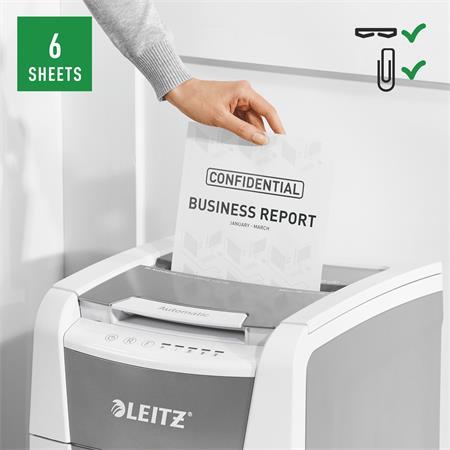 Skartovací stroj, mikrokonfetti, 100 listov, LEITZ "IQ AutoFeed SmallOffice 100 P5 Pro" 4