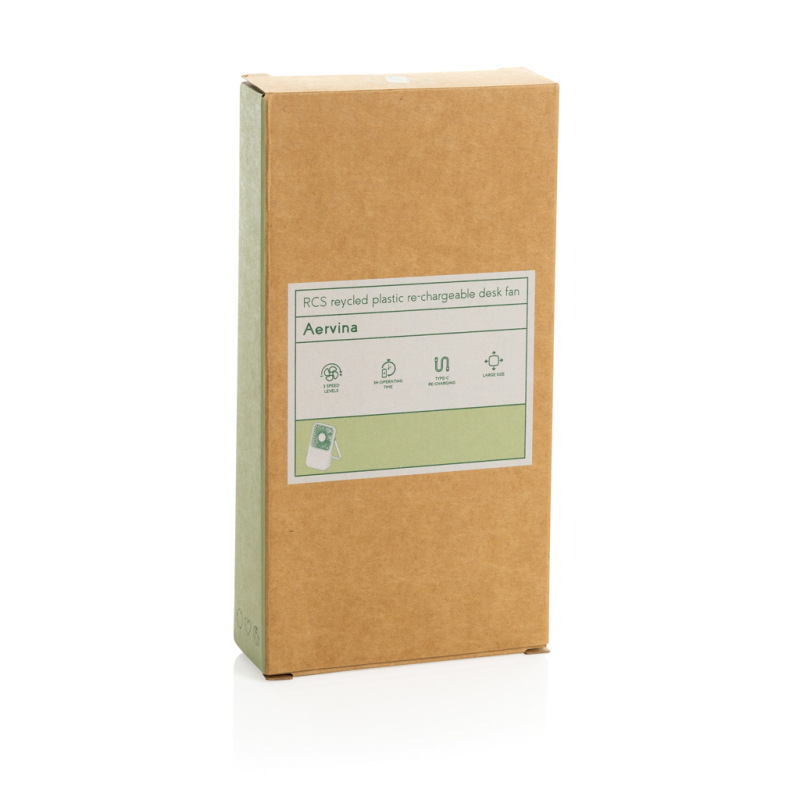 Aervina RCS nabíjateľný stolový ventilátor z rec. plastu biela 13