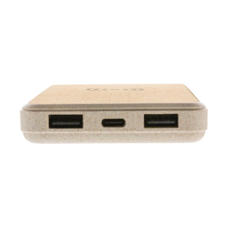 Bezdrôtová powerbanka z korku a pšenice 8 000 mAh 5W khaki 6