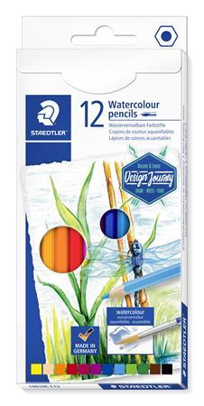 Akvarelové ceruzky, sada, šesťhranné, STAEDTLER "Design Journey", 12 rôznych farieb