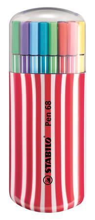 Fixky, sada, 1 mm, červené puzdro, STABILO "Pen 68 Zebrui", 20 rôznych farieb 1