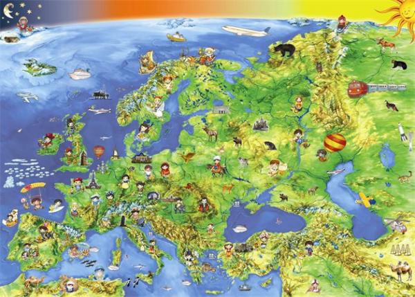 Podložka na stôl, obojstranná, STIEFEL  "Európa/Európa detská mapa" 2