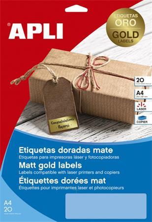 Etikety, k laserovým tlačiarňam a kopírovacím strojom,63,5x29,6 mm, APLI,  matné, v zlatej 1
