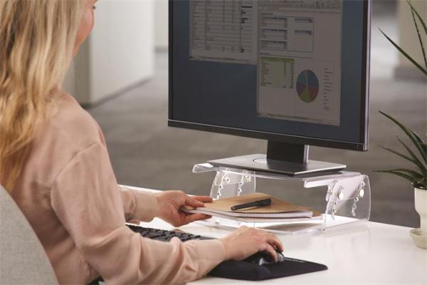 Stojan na monitory, nastaviteľný, FELLOWES "Clarity™, priesvitná 2