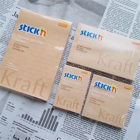 Samolepiaci poznámkový blok, 6x127 mm, 100 listov, STICK N "Kraft Notes", hnedá 8