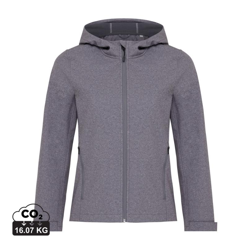 Dámska soft shell bunda IQONIQ Makalu z recykl. polyesteru vulcano heather grey L
