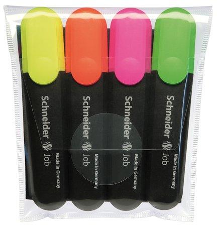 Zvýrazňovač, sada, 1-5 mm, SCHNEIDER "Job 150", 4 rôzne farby 1