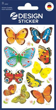 Nálepky, papier, 3 hárky, 76x120 mm, AVERY ZWECKFORM, "Z-Design No.4462", motýle 1