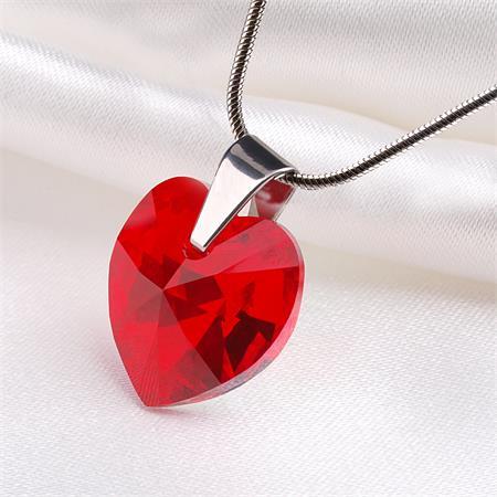 ART CRYSTELLA Retiazka, Made with SWAROVSKI® elements, prívesok v tvare srdiečka, light siam červený 1