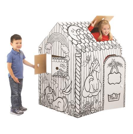 Kartónový domček, vyfarbiteľný, FELLOWES "BANKERS BOX® Playhouse", jednorožec, mix vzorov 4