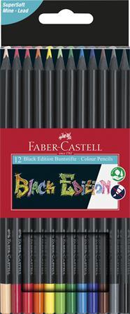 Farebné ceruzky, sada, trojhranné, FABER-CASTELL "Black Edition",  12 rôznych farieb 1