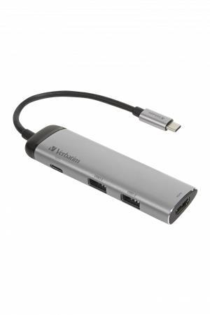 USB HUB, 4 porty, 2 ks USB 3.0, USB-C, HDMI, VERBATIM 4