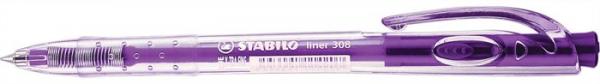 Guľôčkové pero, 0,38 mm, stláčací mechanizmus, STABILO "Liner 308", fialové 1