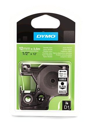 Páska do štítkovača, flexibilná ID, 12 mm x 3,5 m, DYMO "D1", biela-čierna 1