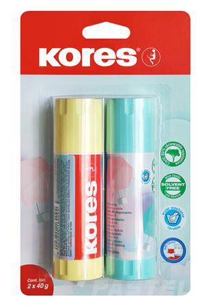 Lepiaca tyčinka, v tube pastelovej farby, 2x40 g, KORES, mix farieb 1