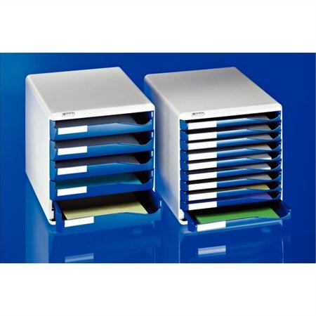 Zásuvkový box na dokumenty, plastový, 5 zásuviek, LEITZ "Standard", modrý 2