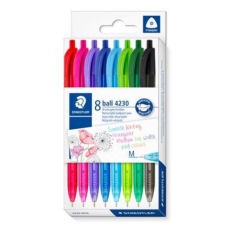 Guľôčkové pero, 0,5 mm, stláčací mechanizmus, STAEDTLER® "4230 M", 8 rôznych farieb 1