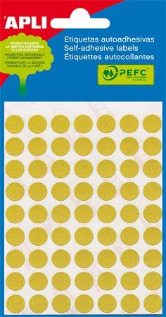 Etikety, okrúhle, priemer: 13 mm, ručne popisovateľné, farebné, APLI, žlté, 175 etikiet/ba