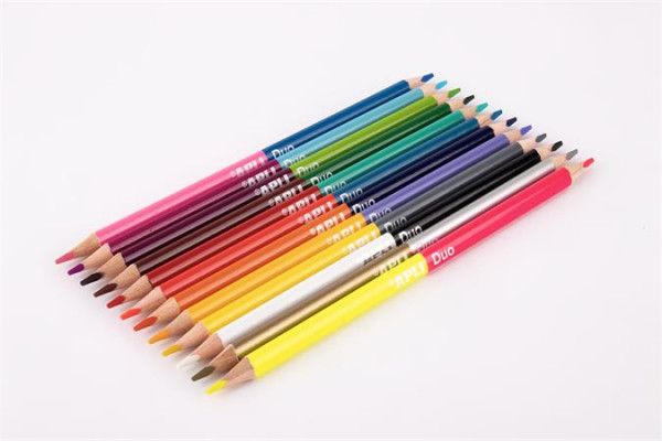Sada farebných ceruziek, obojstranných, trojhranných, APLI "Duo", 24 rôznych farieb 2